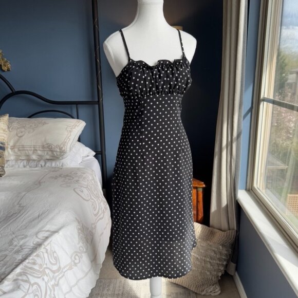 Suzy Shier Dresses & Skirts - Black w White Polka Dots Midi Dress